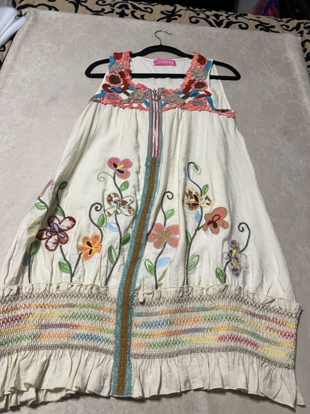 Crazy Fish Sleeveless Embroidered Bubble Dress. Women's Size S. #9238